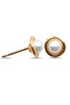 9ct Gold Pearl Circle Stud Earrings