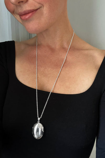 Sterling silver locket necklace discount