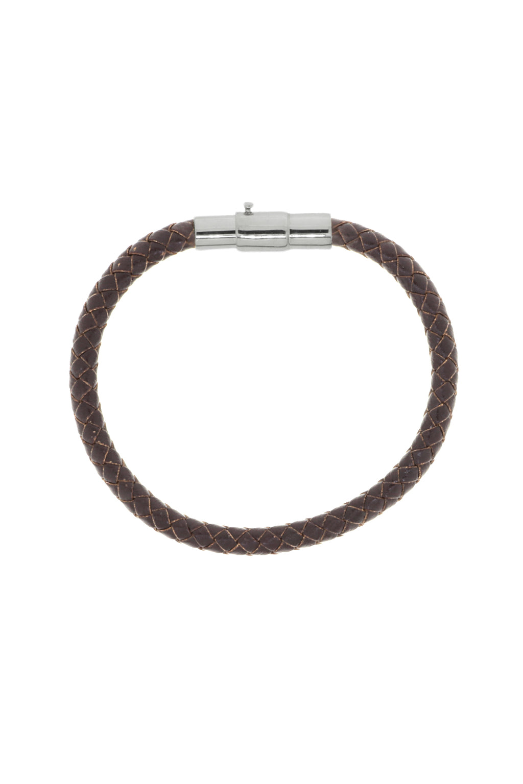 Silver & Leather Plaited Bracelet for Men