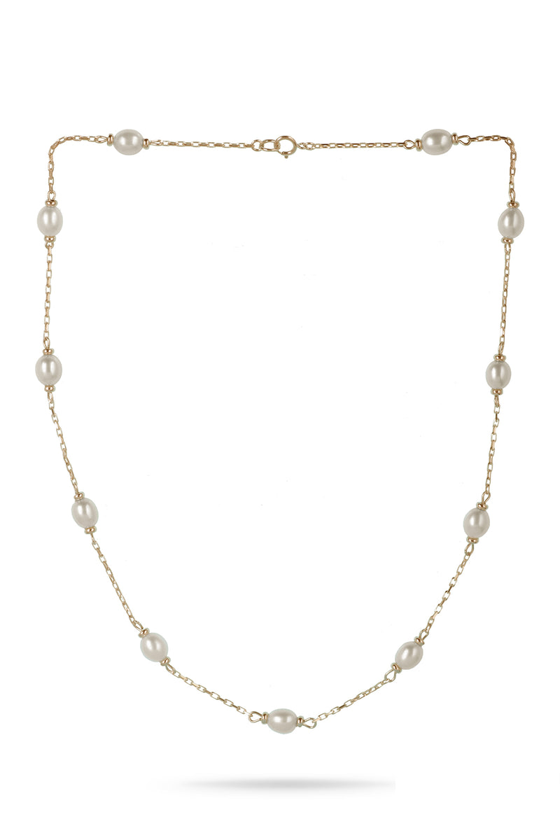 9ct Gold Chain Necklace with Freshwater Pearls