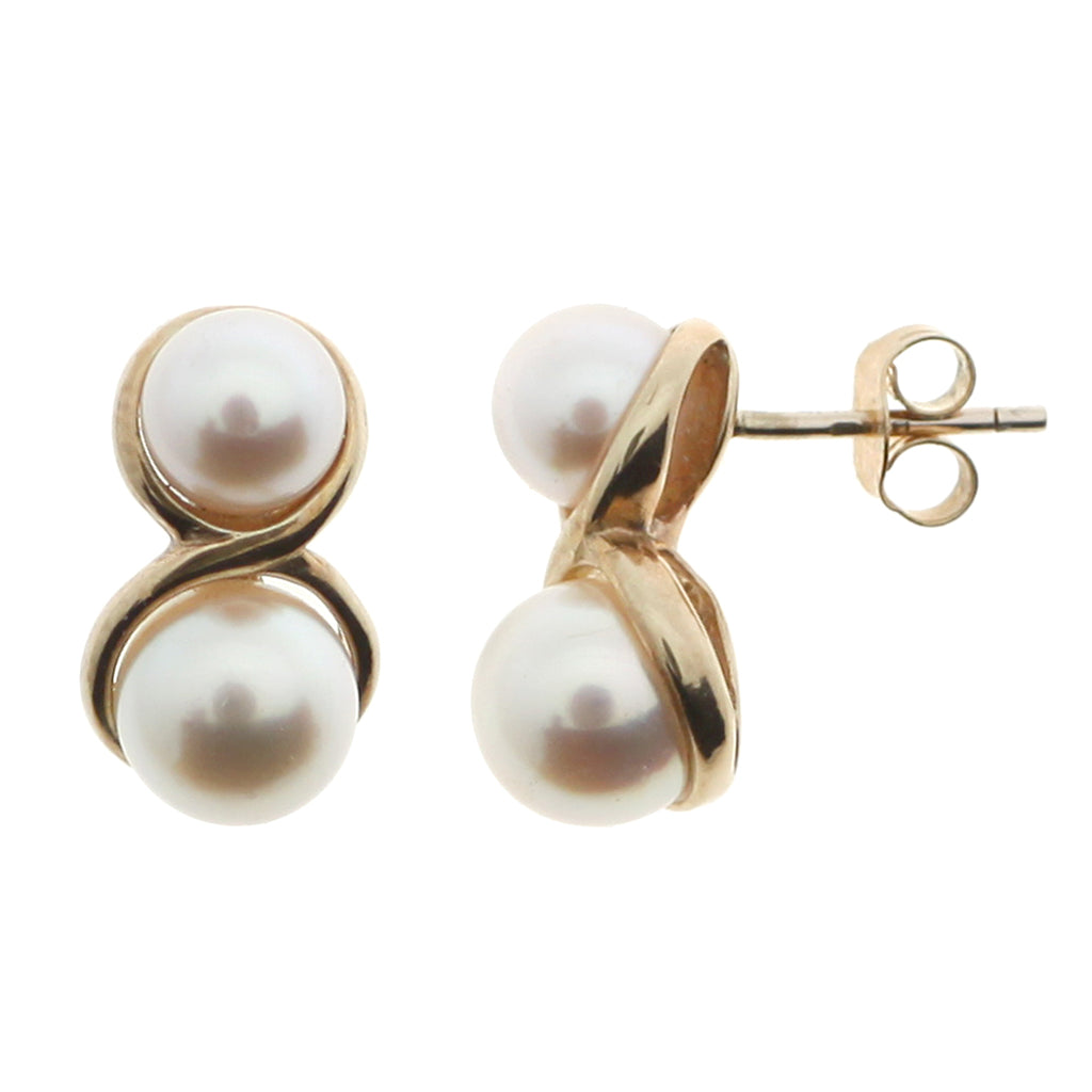 Gold Pearl Crossover Earrings