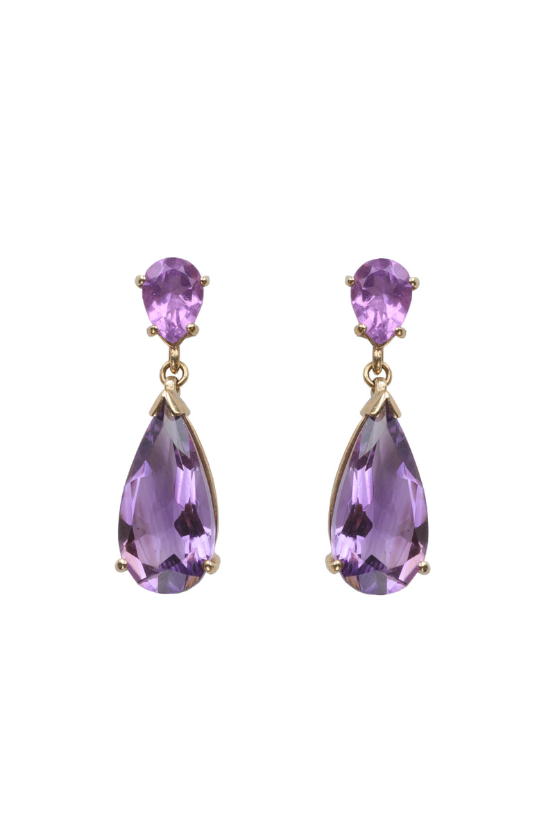 9ct Gold Earring Amethyst Drop