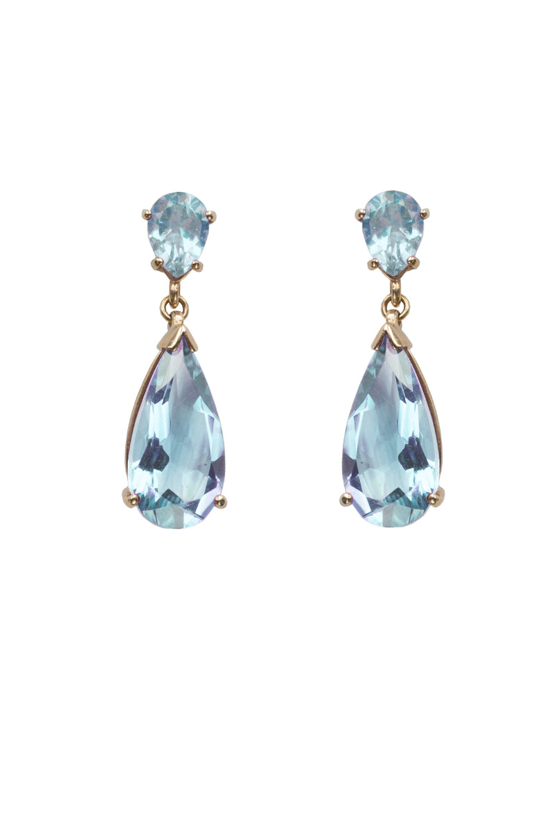 9ct Gold Earring Blue Topaz Drop