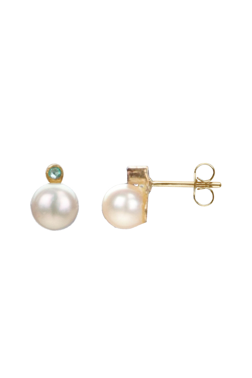 Emerald and Pearl Gold Earrings