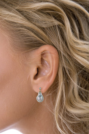 Diamond and Baroque Pearl Drop Earrings