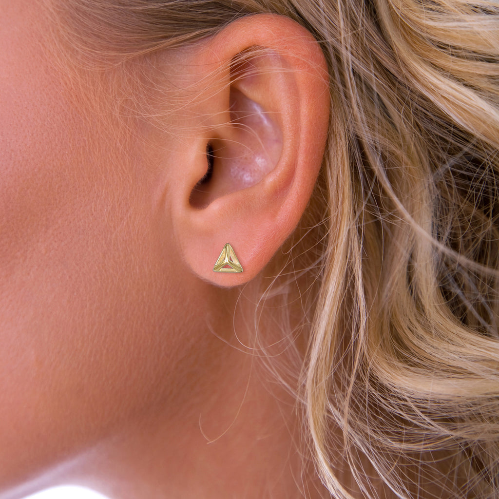 Gold Earring Pyramid Stud Earrings