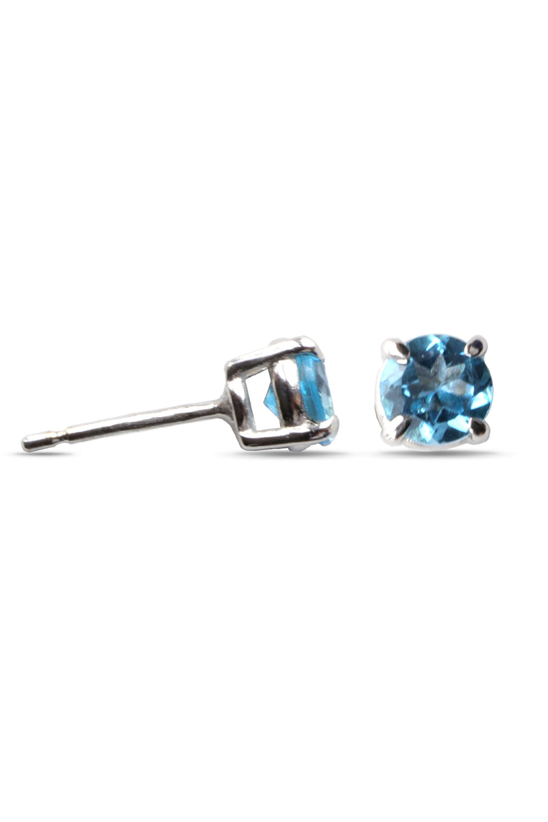 White Gold Faceted Stud Earrings