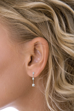 White Gold Cubic Zirconia Drop Earrings