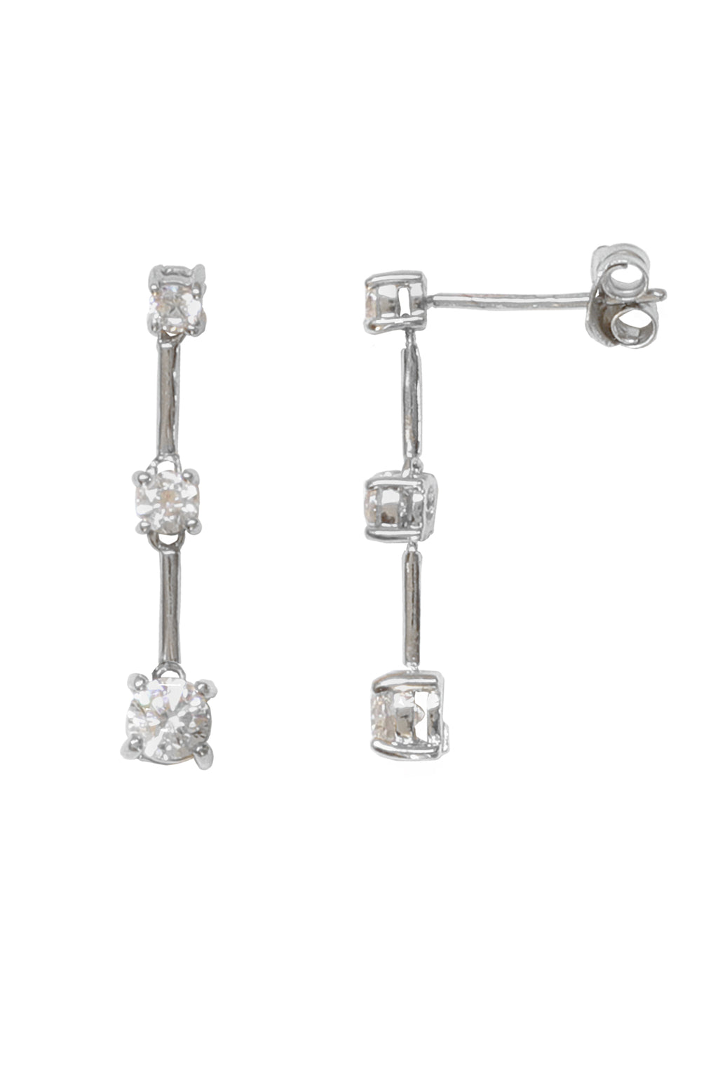 White Gold Cubic Zirconia Drop Earrings