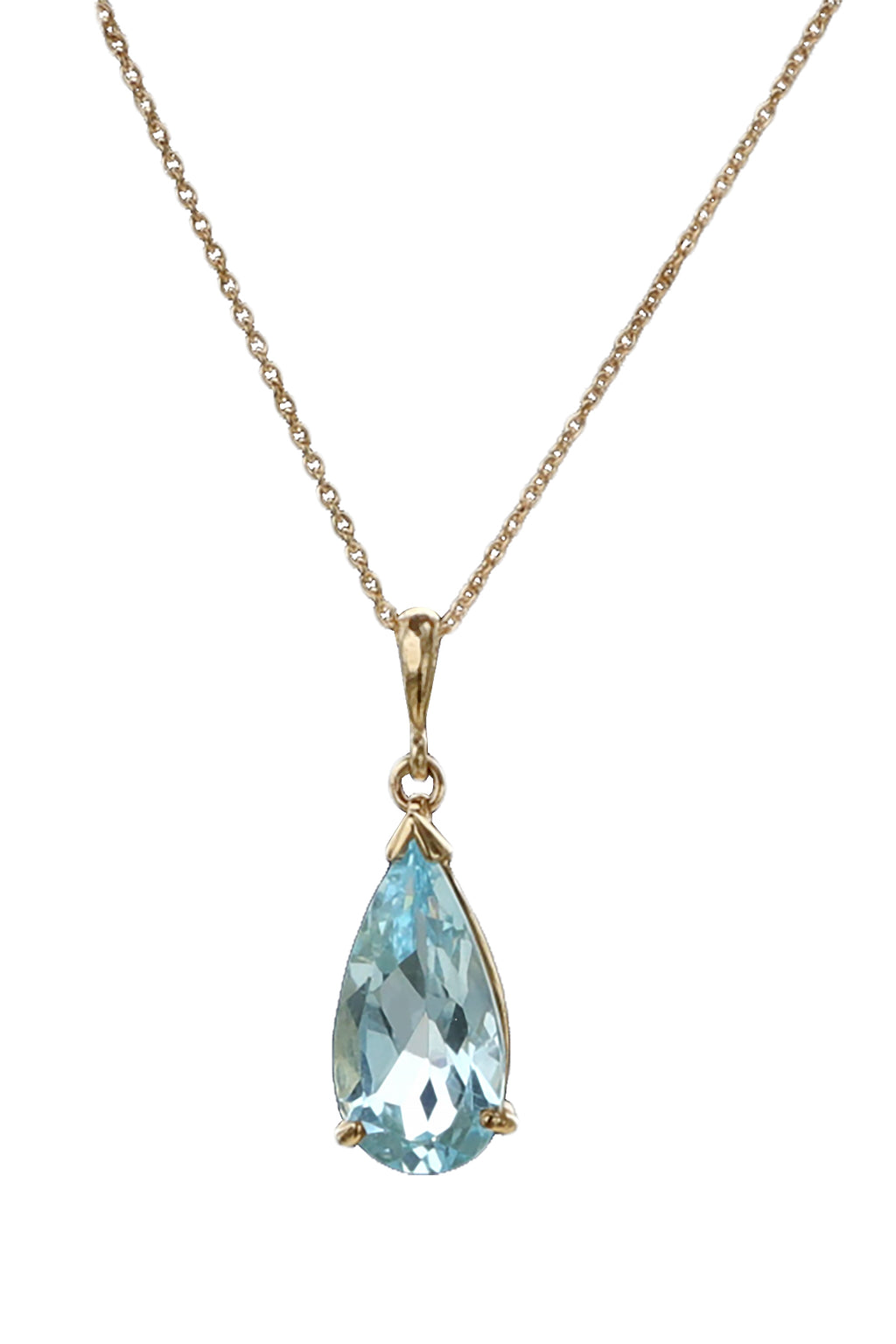 Elegant Blue Topaz Gold Pendant & Chain
