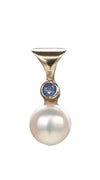 9ct Gold Pendant Pearl and Sapphire