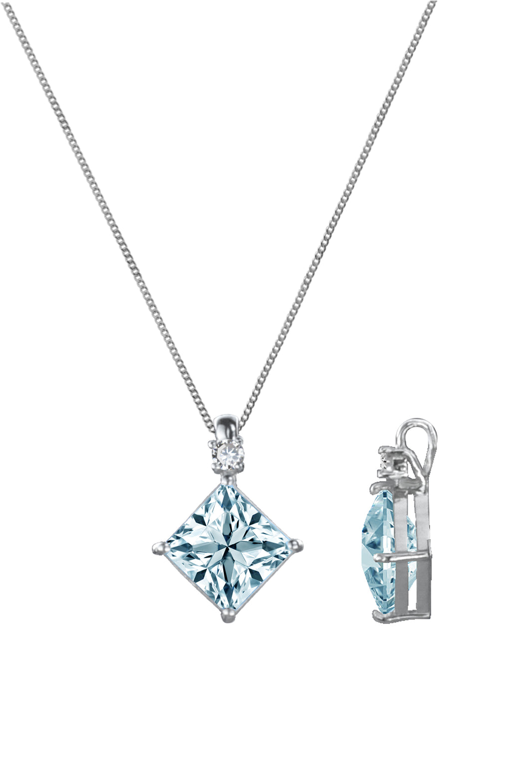 18ct Gold Diamond & Aquamarine Pendant