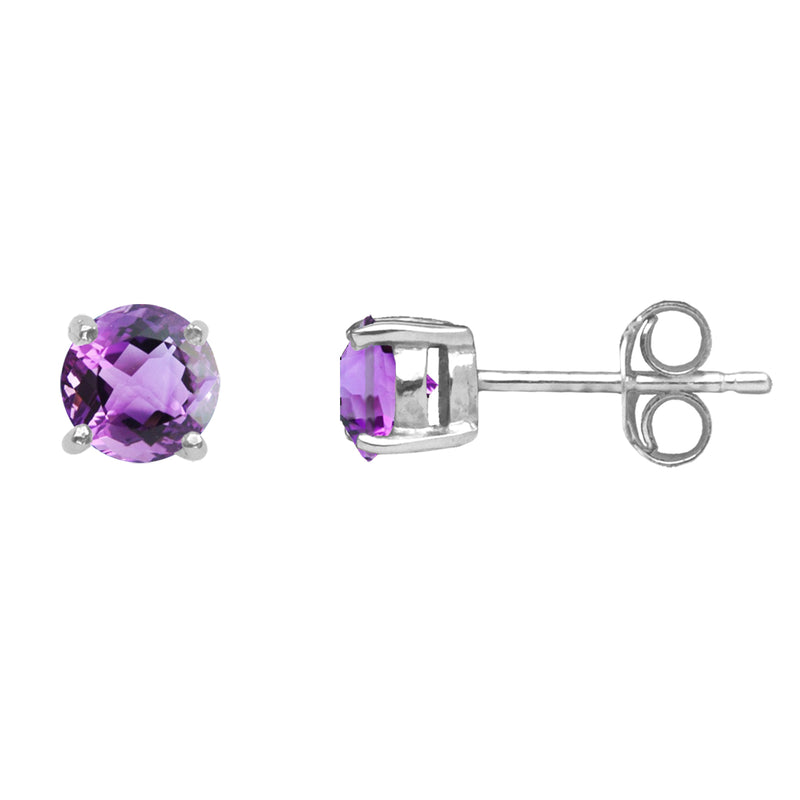 Amethyst Claw-Set Stud Earrings in Silver