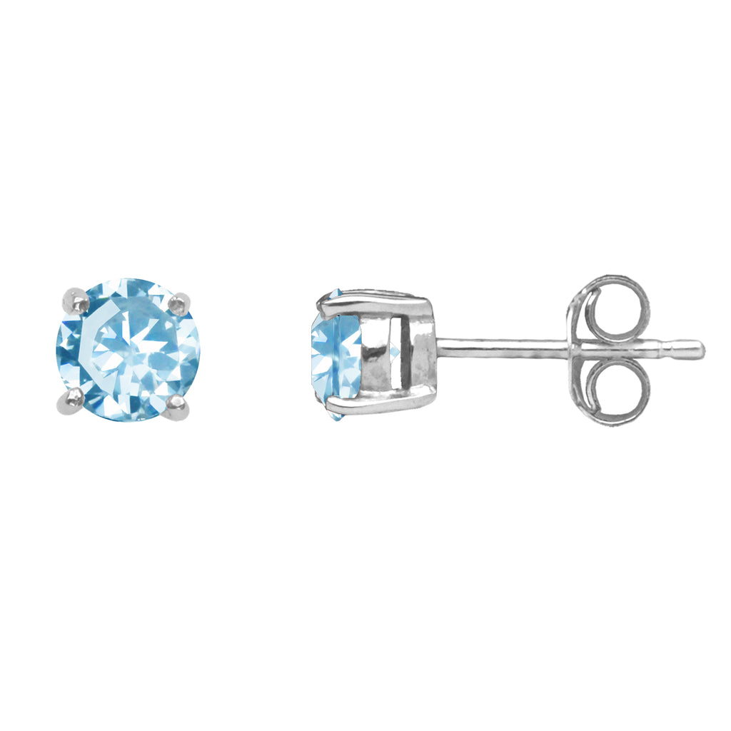 Blue Topaz Claw-Set Stud Earrings in Silver