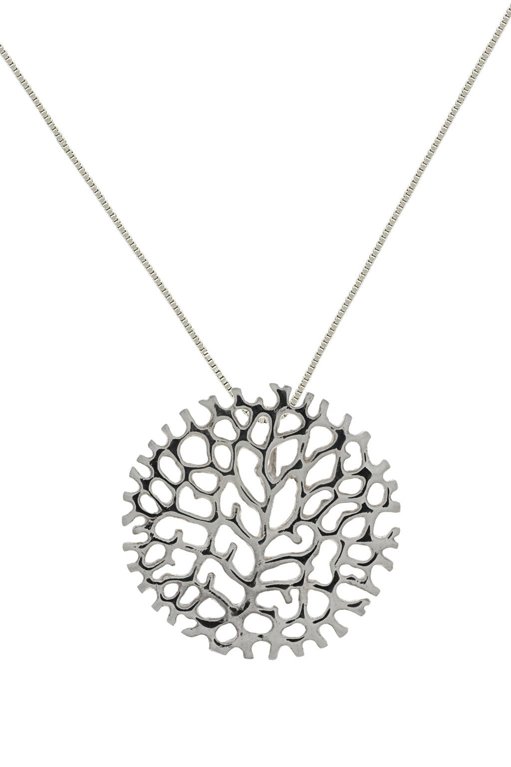 Silver Pendant Fan of Coral