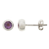 Amethyst Rub-Over Stud Earrings in Silver