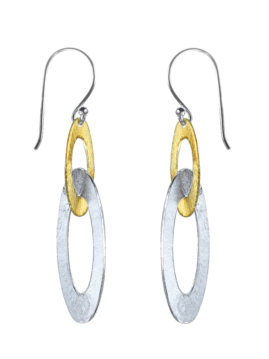 Silver & Gold Open Link Drop Earrings