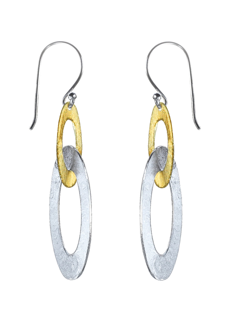 Silver & Gold Open Link Drop Earrings