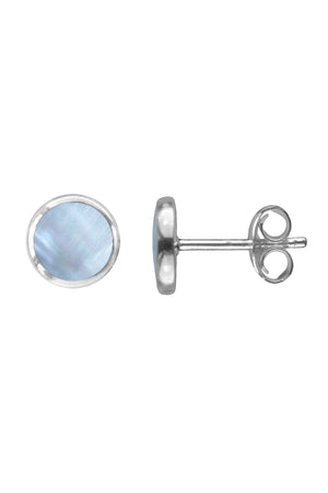 Silver Stone-Set Round Earrings