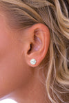 Silver Stone-Set Round Earrings