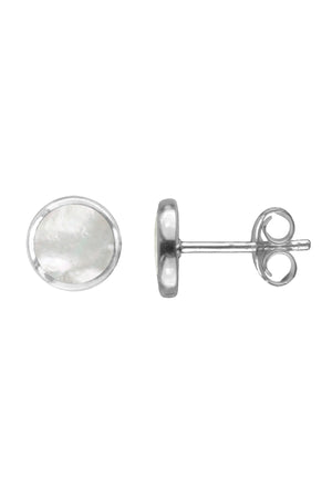 Silver Stone-Set Round Earrings