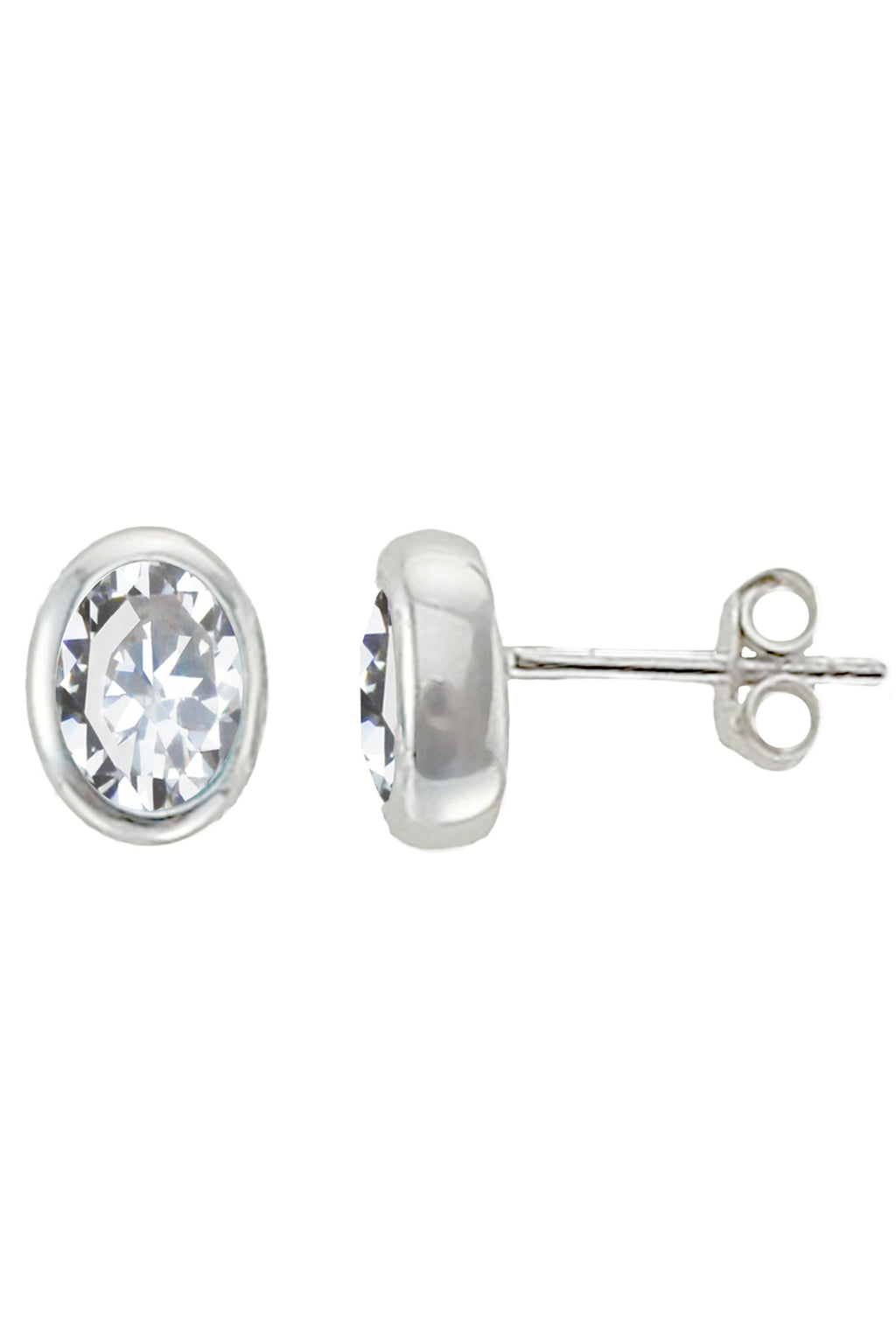 Silver Oval CZ Earrings