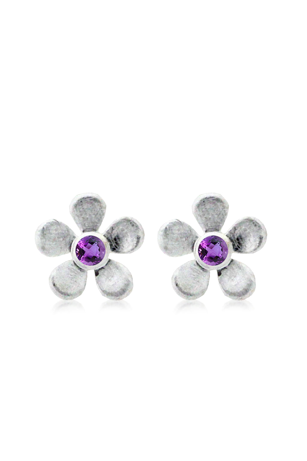 Sterling Silver Stone-Set Flower Earrings