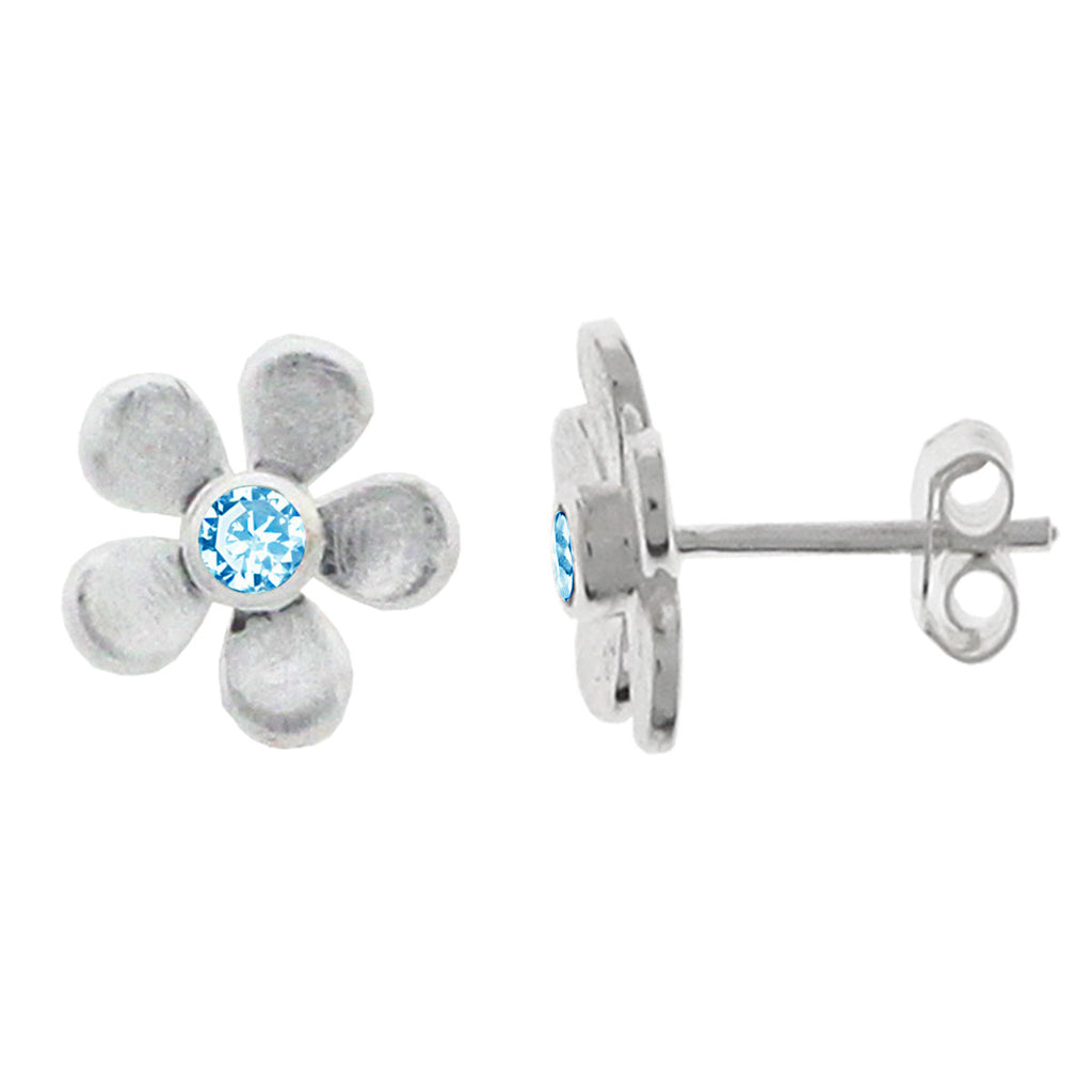 Sterling Silver Stone-Set Flower Earrings