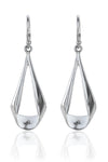 Long Silver Tapered Drop Earrings