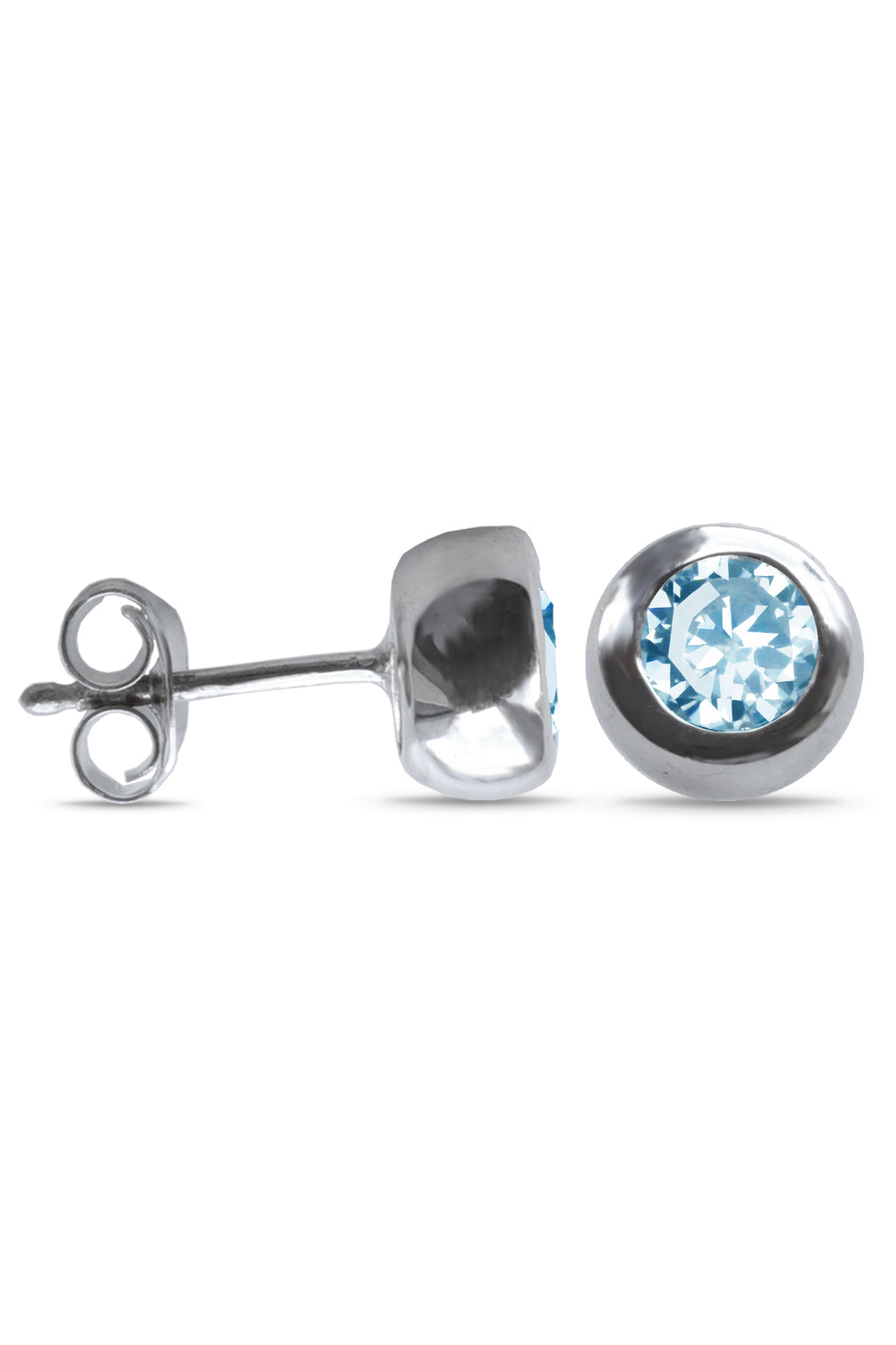 Blue Topaz Rub-Over Stud Earrings in Silver