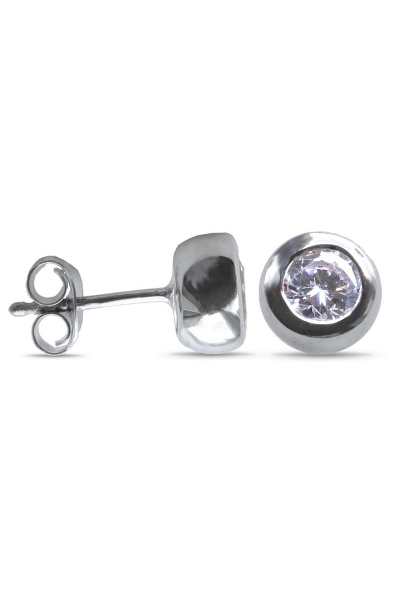 Sparkling Cubic Zirconia Stud Earrings in Silver