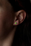 Peridot Rub-Over Stud Earrings in Silver