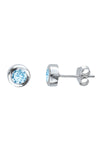 Blue Topaz Rub-Over Stud Earrings in Silver