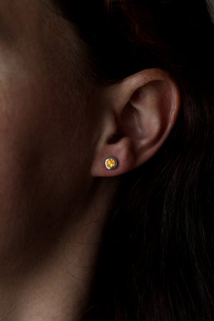 Citrine Rub-Over Stud Earrings in Silver