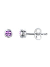 Amethyst Rub-Over Stud Earrings in Silver