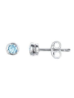 Blue Topaz Rub-Over Stud Earrings in Silver