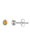 Citrine Rub-Over Stud Earrings in Silver