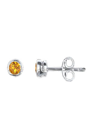 Citrine Rub-Over Stud Earrings in Silver