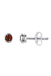 Garnet Rub-Over Stud Earrings in Silver