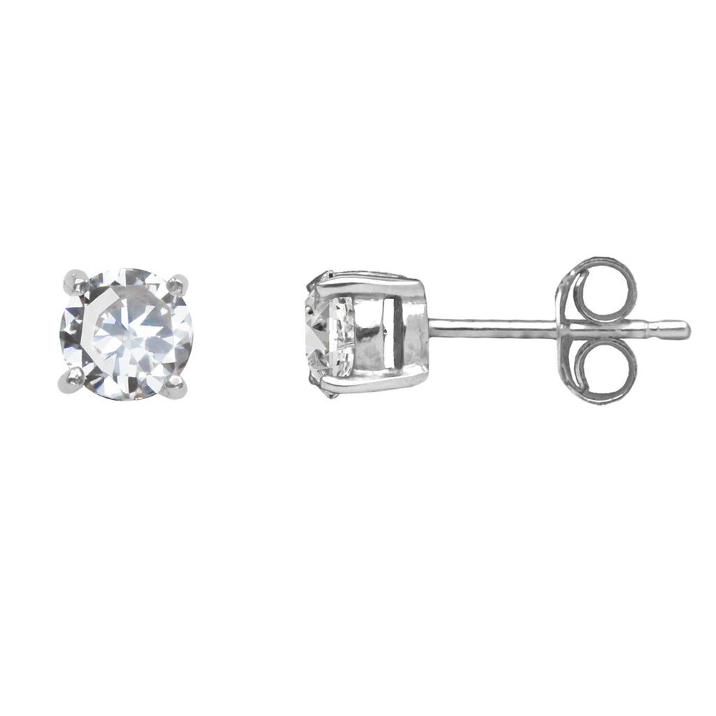 Cubic Zirconia Claw-Set Stud Earrings in Silver