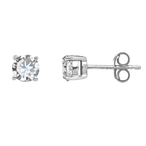 Cubic Zirconia Claw-Set Stud Earrings in Silver