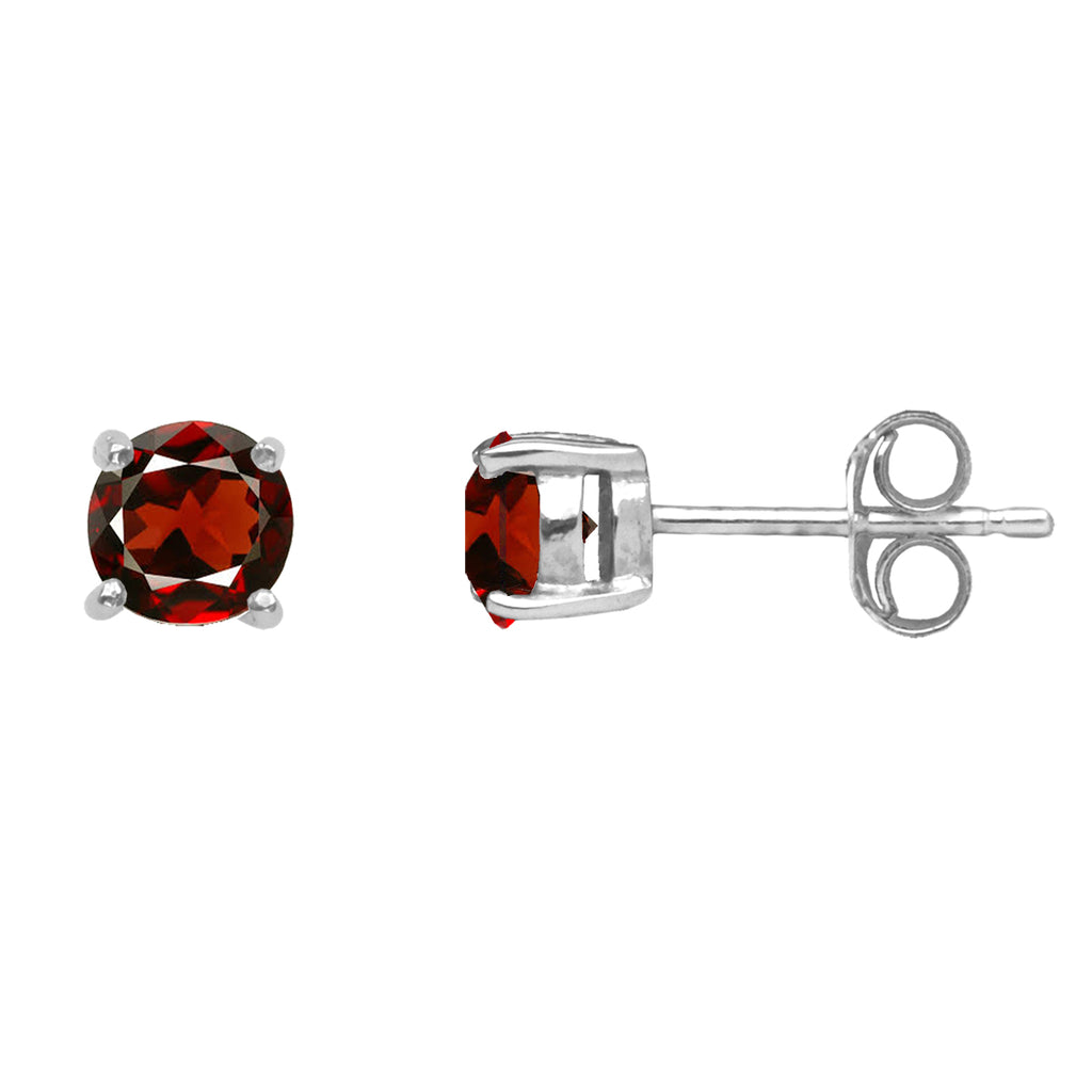 Garnet Claw-Set Stud Earrings in Silver