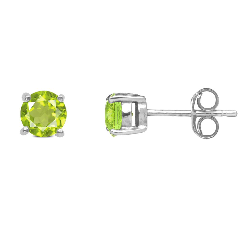 Peridot Claw-Set Stud Earrings in Silver