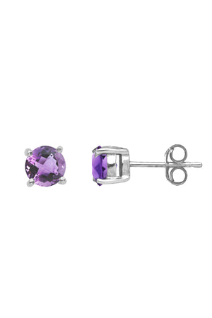 Amethyst Claw-Set Stud Earrings in Silver