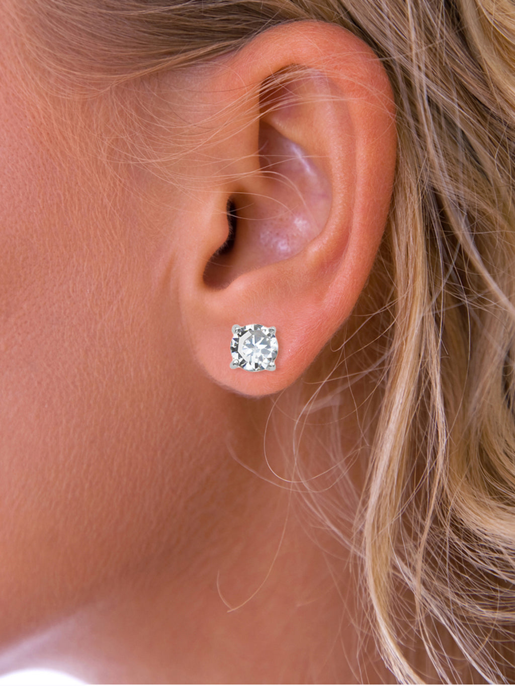 Cubic Zirconia Claw-Set Stud Earrings in Silver