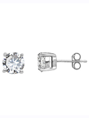 Cubic Zirconia Claw-Set Stud Earrings in Silver