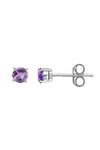 Amethyst Claw-Set Stud Earrings in Silver