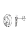 Silver Oval Swirl Stud Earrings