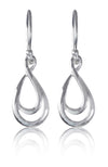 Double Loop Drop Silver Earrings