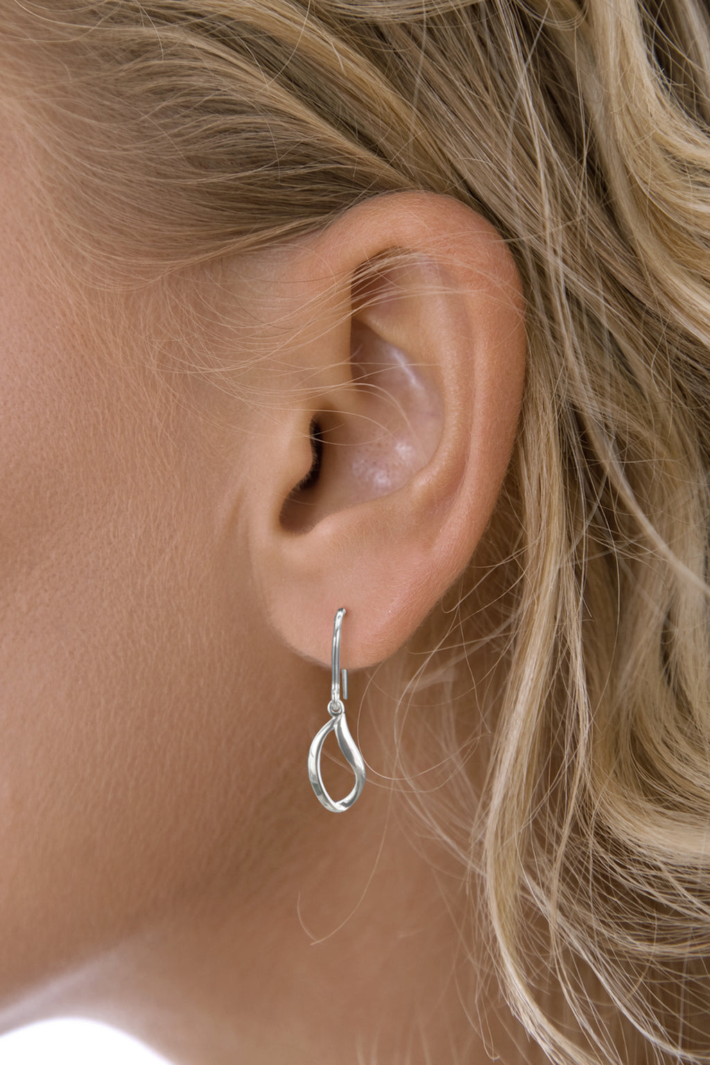 Silver Open Wave Drop Earrings